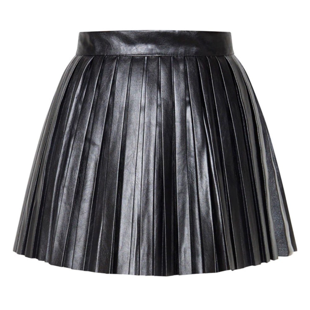 - *new* Black Faux Leather Pleated Skater Skirt (Sz 4)